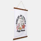 ココアと子犬の夢に満ちた – かわいい冬の犬 吊り下げ型タペストリー (傾斜あり)