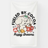 ココアと子犬の夢に満ちた – かわいい冬の犬 横断幕 (縦)