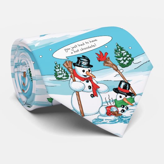 ココアの漫画が付いているおもしろいな雪だるま ネクタイ (ロール)