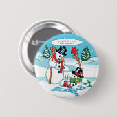 ココアの漫画が付いているおもしろいな雪だるま 缶バッジ (正面&裏面)