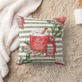 ココアの緑の外に独自の寒さを作ストライプ成 クッション (ブランケット)