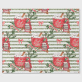 ココアの緑の外に独自の寒さを作ストライプ成 ラッピングペーパー (フラット)