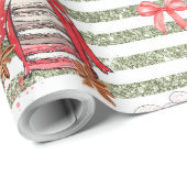 ココアの緑の外に独自の寒さを作ストライプ成 ラッピングペーパー (ロールコーナー)