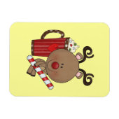 ココアを持つルディのトナカイ マグネット (横)