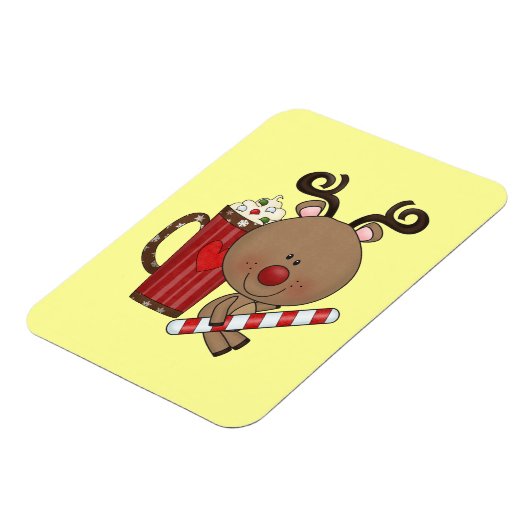 ココアを持つルディのトナカイ マグネット (左側)