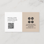 ココアエレガントクリームミニマルQRコードボモダンホ 名刺 (裏面)
