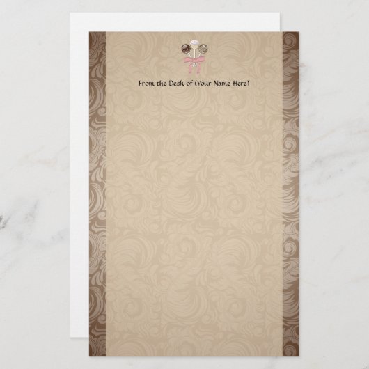 ココアエレガントダマスクケポップ・アートのーキ 便箋