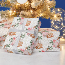 ココアクリームと金ゴールドの外に独自のコールドを作成 ラッピングペーパー