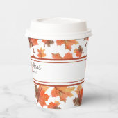 ココアストライプ紅葉とゴールデン製品のカスタマイズ 紙コップ (左)