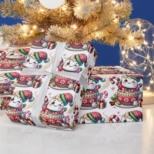 ココアスナグルマシュマロ包装紙 ラッピングペーパー (クリスマス)