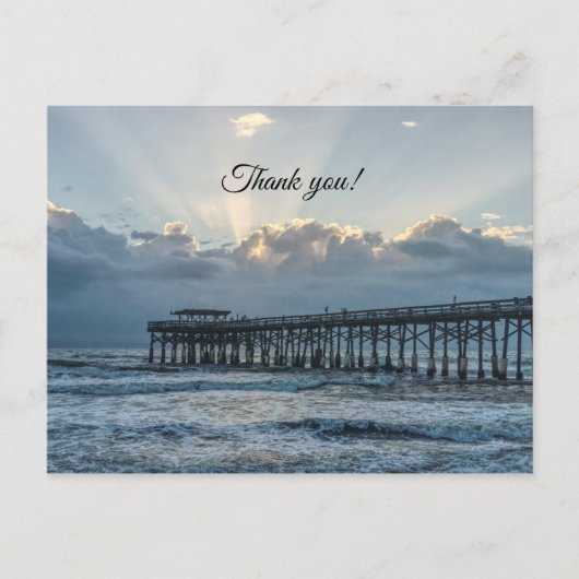 ココアビーチで太陽が雲を突き破る 感謝のポストカード ポストカード (正面)