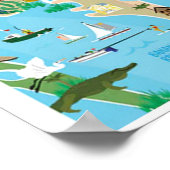 ココアビーチシティフロリダの海岸線地図のギフト ポスター (角)