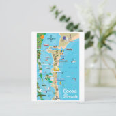 ココアビーチシティフロリダの海岸線地図のギフト ポストカード (スタンド正面)