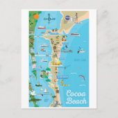 ココアビーチシティフロリダの海岸線地図のギフト ポストカード (正面)