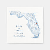 ココアビーチフロリダマップエレガントウェディング スタンダードカクテルナプキン (正面)