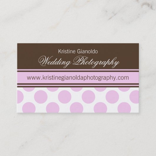 ココアブラウンおよびピンクの点の名刺 名刺 (正面)