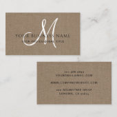ココアブラウンリネンシンプルモノグラミニマルム 名刺 (正面/裏面)