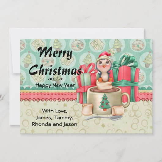 ココアペンギンのクリスマスの挨拶 シーズンカード (正面)