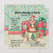 ココアペンギン冬パーティー 招待状 (正面/裏面)