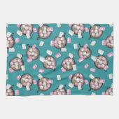 ココアマーシュマロ熱いチョコレートキャンディ冬 キッチンタオル (横)