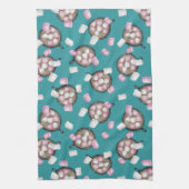 ココアマーシュマロ熱いチョコレートキャンディ冬 キッチンタオル (縦)