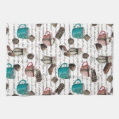 ココアマーシュマロ熱いチョコレートキャンディ冬 キッチンタオル (横)