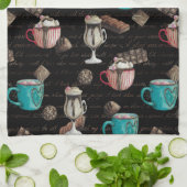 ココアマーシュマロ熱いチョコレートキャンディ冬 キッチンタオル (折り畳み)