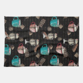 ココアマーシュマロ熱いチョコレートキャンディ冬 キッチンタオル (横)