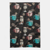 ココアマーシュマロ熱いチョコレートキャンディ冬 キッチンタオル (縦)