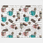 ココアマーシュマロ熱いチョコレートキャンディ冬 フリースブランケット (正面(横))