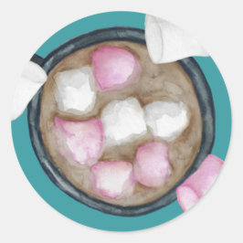 ココアマーシュマロ熱いチョコレートキャンディ冬 ラウンドシール