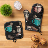 ココアマーシュマロ熱チョコレートキャンディースクリプト 鍋つかみ&鍋敷きセット (トップダウン)