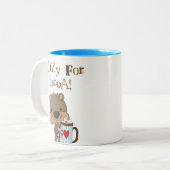 ココア休日の間熱狂するな男の子くま ツートーンマグカップ (正面左)