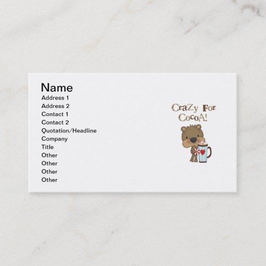 ココア休日の間熱狂するな男の子くま 名刺 (正面)