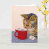 ココア入り猫 カード (黄色い花)