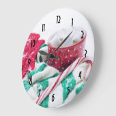 ココア及びキャンディ・ケーンのクリスマス ラージ壁時計 (傾斜)