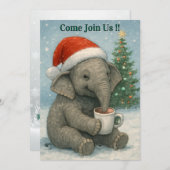 ココア好きの象との楽しいひととき 招待状 (正面/裏面)