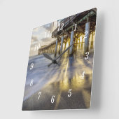 ココア桟橋で滑らかな波 スクエア壁時計 (傾斜)