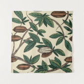 ココア植物のシームレスパターン。カカオ豆。ヴィンテージ タペストリー (正面(横))