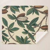 ココア植物シームレスパターン。カカオ豆。ヴィンテージ  シェルパブランケット (正面(横))