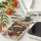 ココア豆と花チョコレートパターン キーホルダー (正面右)