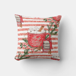 ココア赤の外に独自の寒さを作ストライプ成 クッション