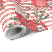 ココア赤の外に独自の寒さを作ストライプ成 ラッピングペーパー (ロールコーナー)