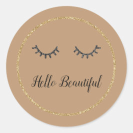 ココア金ゴールドガーリーグリッター黒まつ毛 ラウンドシール