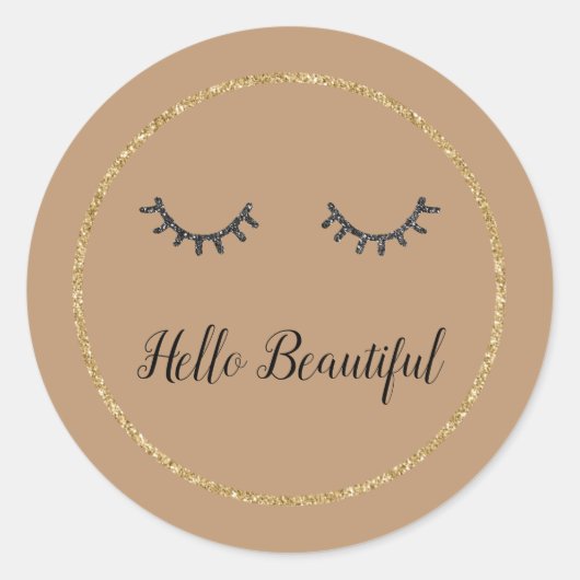 ココア金ゴールドガーリーグリッター黒まつ毛 ラウンドシール (正面)