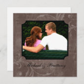 ココア アクセント ウェディング 婚約 発表 案内状 (正面/裏面)