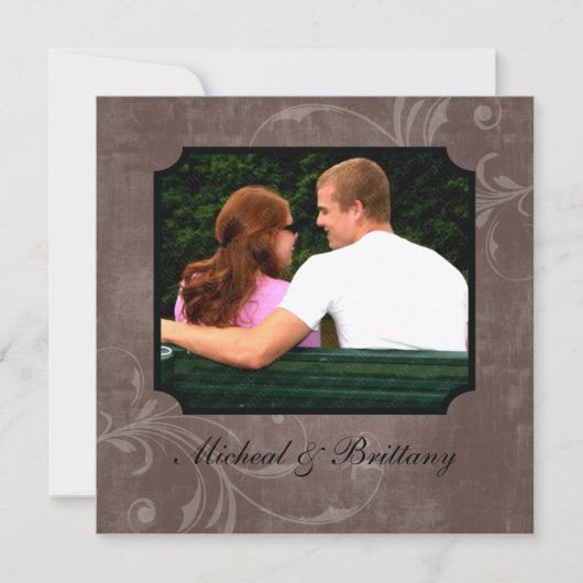 ココア アクセント ウェディング 婚約 発表 案内状 (正面)