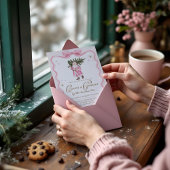 ココア&クッキークリスマスパーティーレトロピンクサンタ 招待状