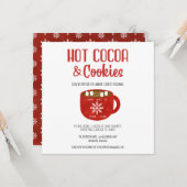 ココア&クッキーホリデークリスマスパーティー招待状 カード (正面/裏面インサイチュ)