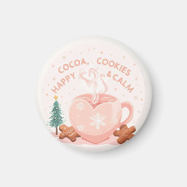 ココア、クッキー、やすらぎ - パステル クリスマスTシャツ マグネット